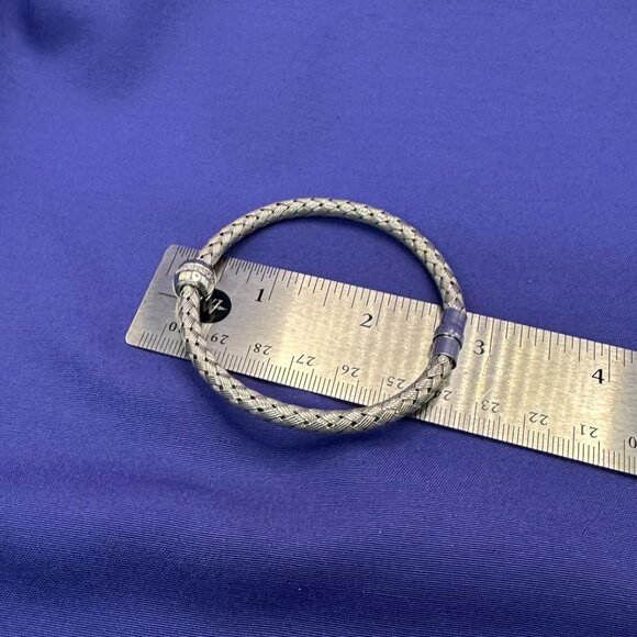 Sterling Italian Basket Weave Bracelet w/ Crystal Accents. Magnetic Closure - Picture 12 of 16